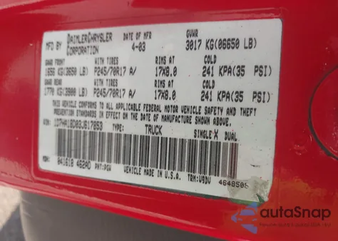 2005 Dodge Ram 1500 Srt-10 из США, поврежденный, VIN 3D7HA18H65G812704